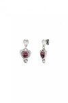 PENDIENTES EN ALEACIAÓN DE METALES BAÑADA EN PLATA DE LEY CON CORAZON Y CRISTAL ROSA Pendiente
