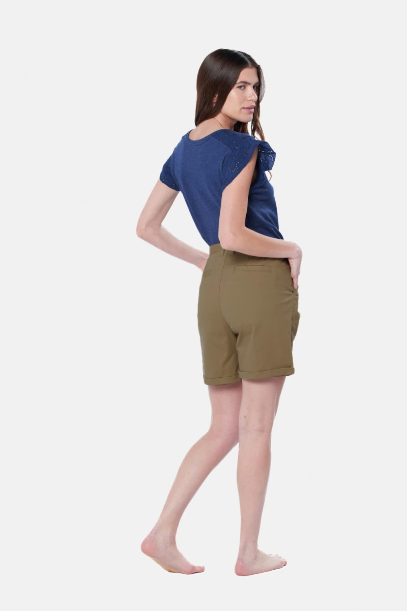 BERMUDA CLÁSICA CON SPANDEX - Tostado 