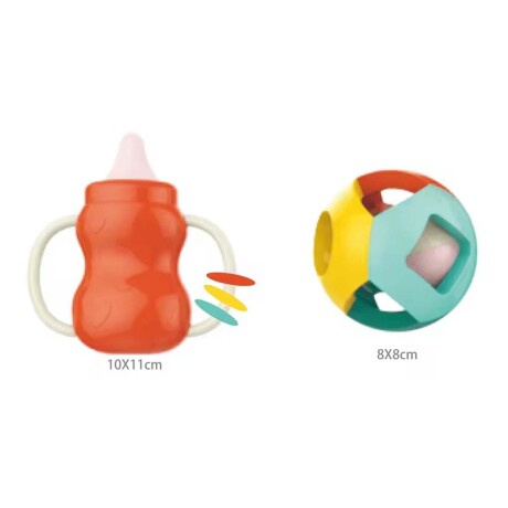 Set 8 Sonajeros Diferentes en Plástico Silicona Bebé Huanger Multicolor Oscuro