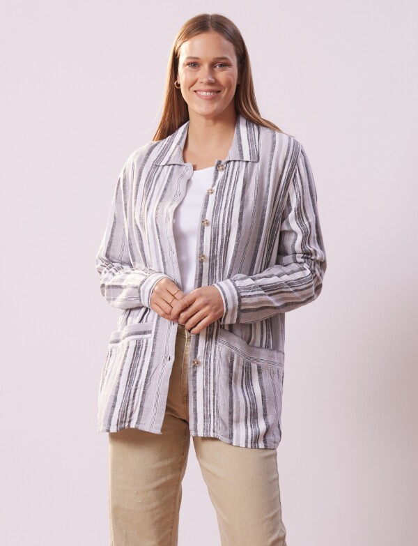 Sobrecamisa Lino Lineas GRIS/MULTI