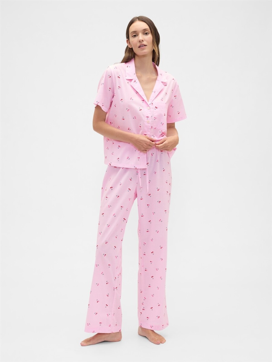 Pijama Pantalón Poplin Mujer - Cherry Print 