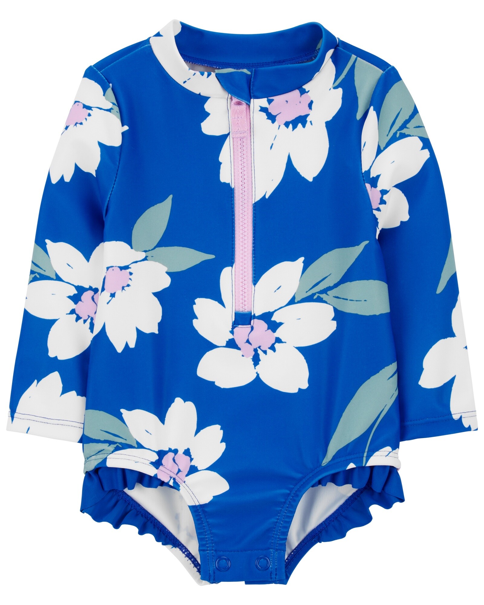 Malla de baño una pieza manga larga con protección UPF 50+ diseño floral Sin color