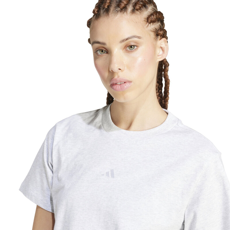 Remera de Mujer Adidas Essentials Logo Pequeño Gris Claro