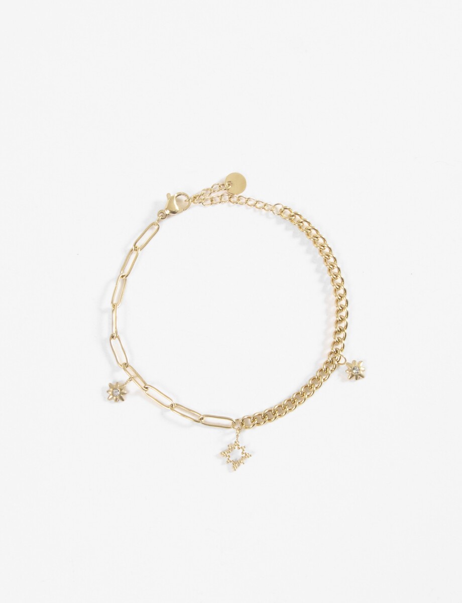 Pulsera acero con dijes - dorado 