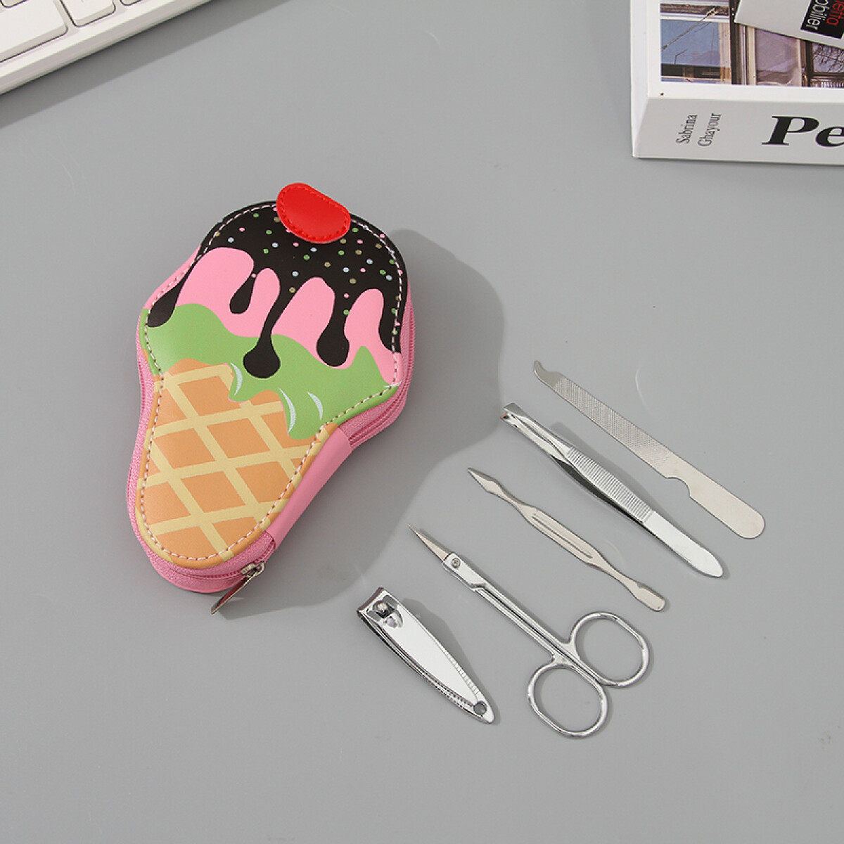 Set Manicura 5 En 1 Forma De Helado En Cono 