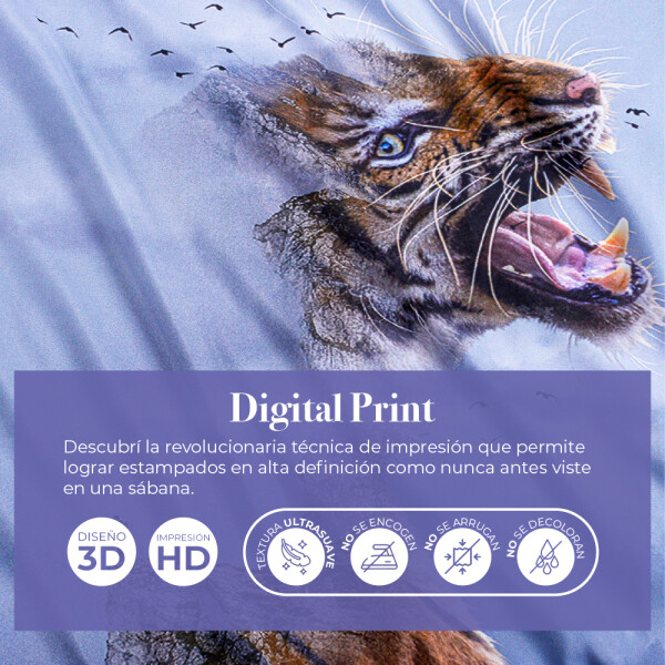 JUEGO DE SÁBANAS LANCASTER DIGITAL PRINT TIGRE 2 PLAZAS