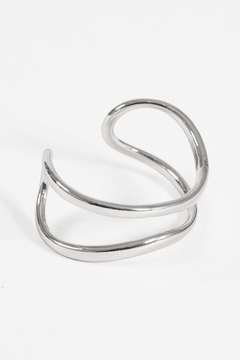 Pulsera cuff doble rígida plateado