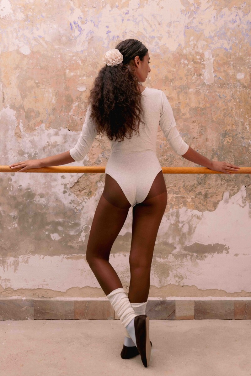 Body Maya Algodón – Escote cruzado en algodón suave, abertura con broches Gris Melange