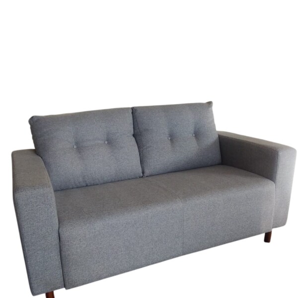 Sofa 3 cuerpos tela Gris Brillo con respaldo semi capitoneado Sofa 3 cuerpos tela Gris Brillo con respaldo semi capitoneado