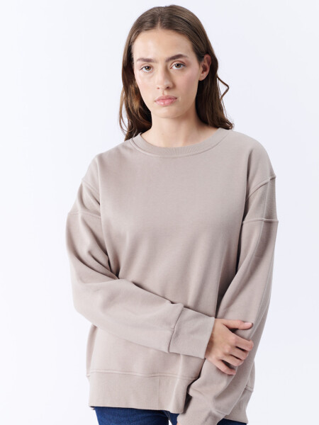 Buzo oversize cierre Beige Grisáceo