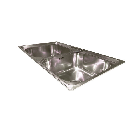 Pileta Para Cocina Doble Brillo Pulida De Acero Inoxidable 78X42X22Cm Dgc 000