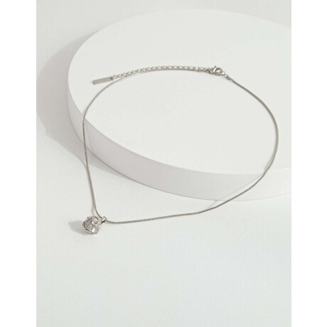 Collar Con Esfera Strass Plateado Rodio