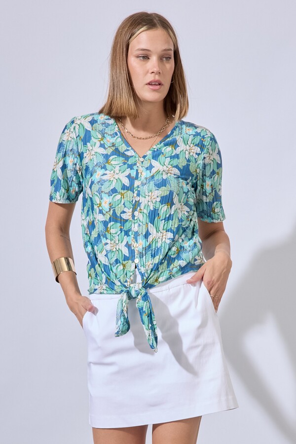 Blusa Plisada Print MULTI/VERDE