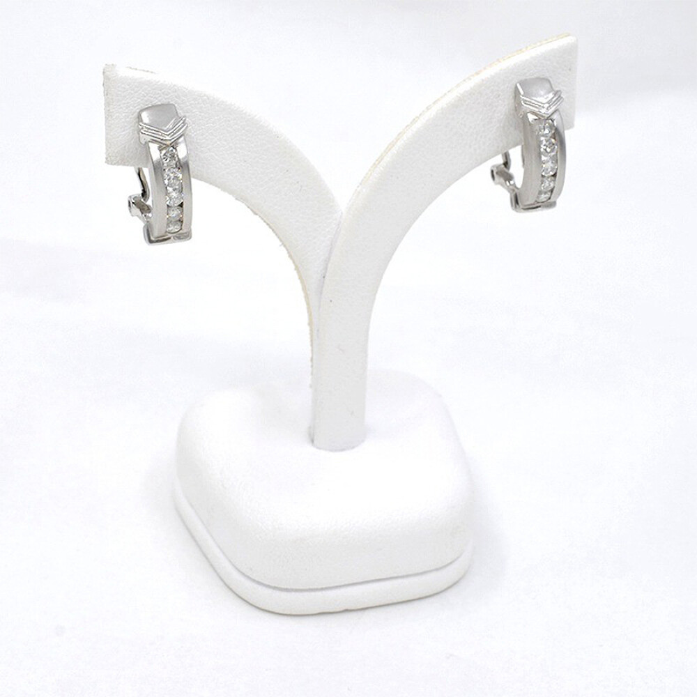 Aros En Oro 18K Blanco Y Brillantes Aros En Oro 18K Blanco Y Brillantes