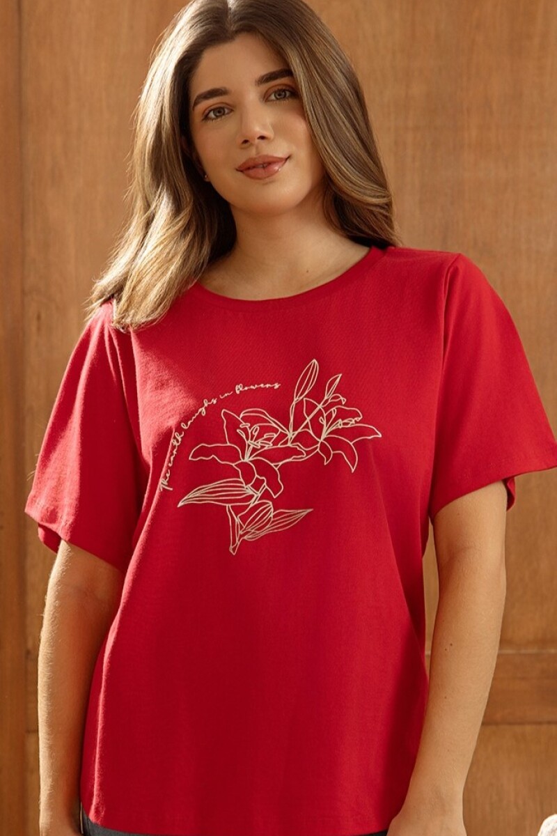 Remera con Serigrafía. Rojo