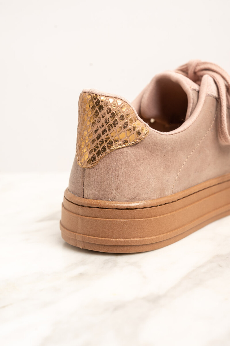 Zapatilla Gamuza Combinada Rosa