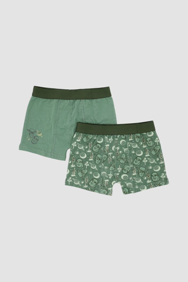 Pack x2 boxer marvel/disney - Verde mili/esmeralda 