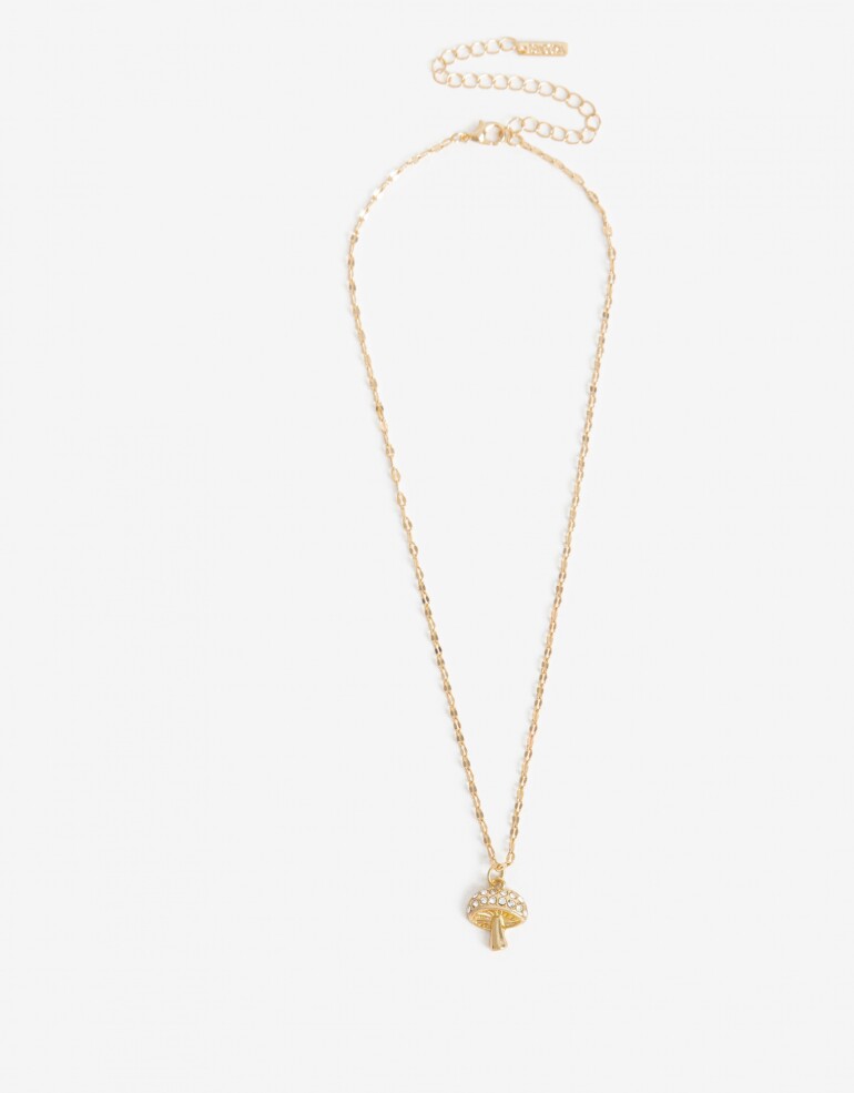 Cadena Corta con Dije Metal Cadena Con Dije Honguito Strass - Dorado