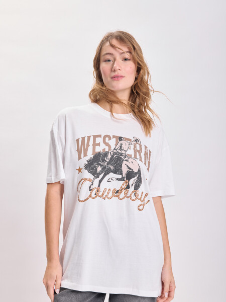 Remera oversize estampa Blanco