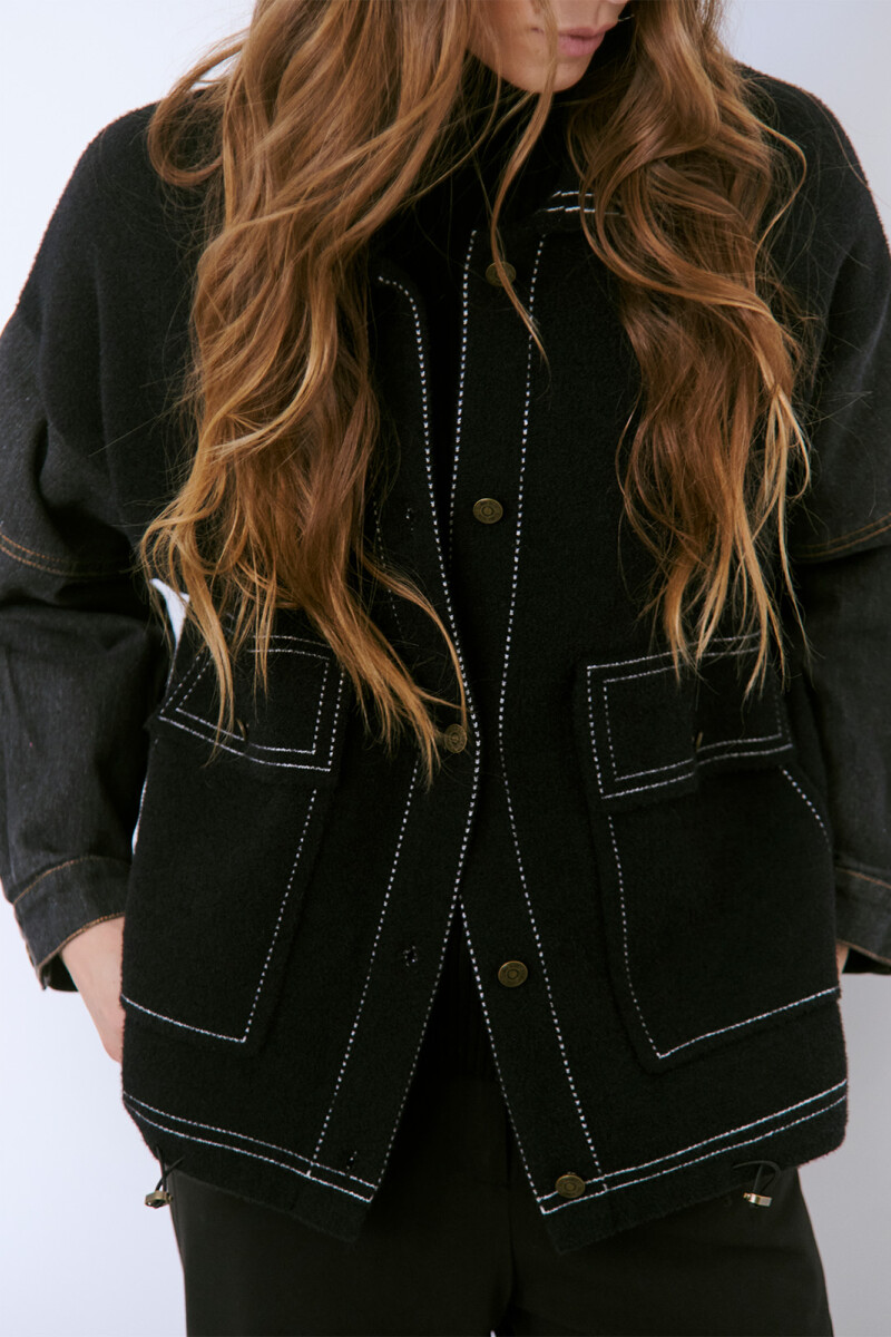 CAMPERA DENIM MESH NEGRO