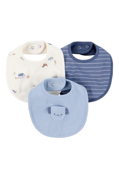 Pack tres baberos de algodón, diseño perro Sin color