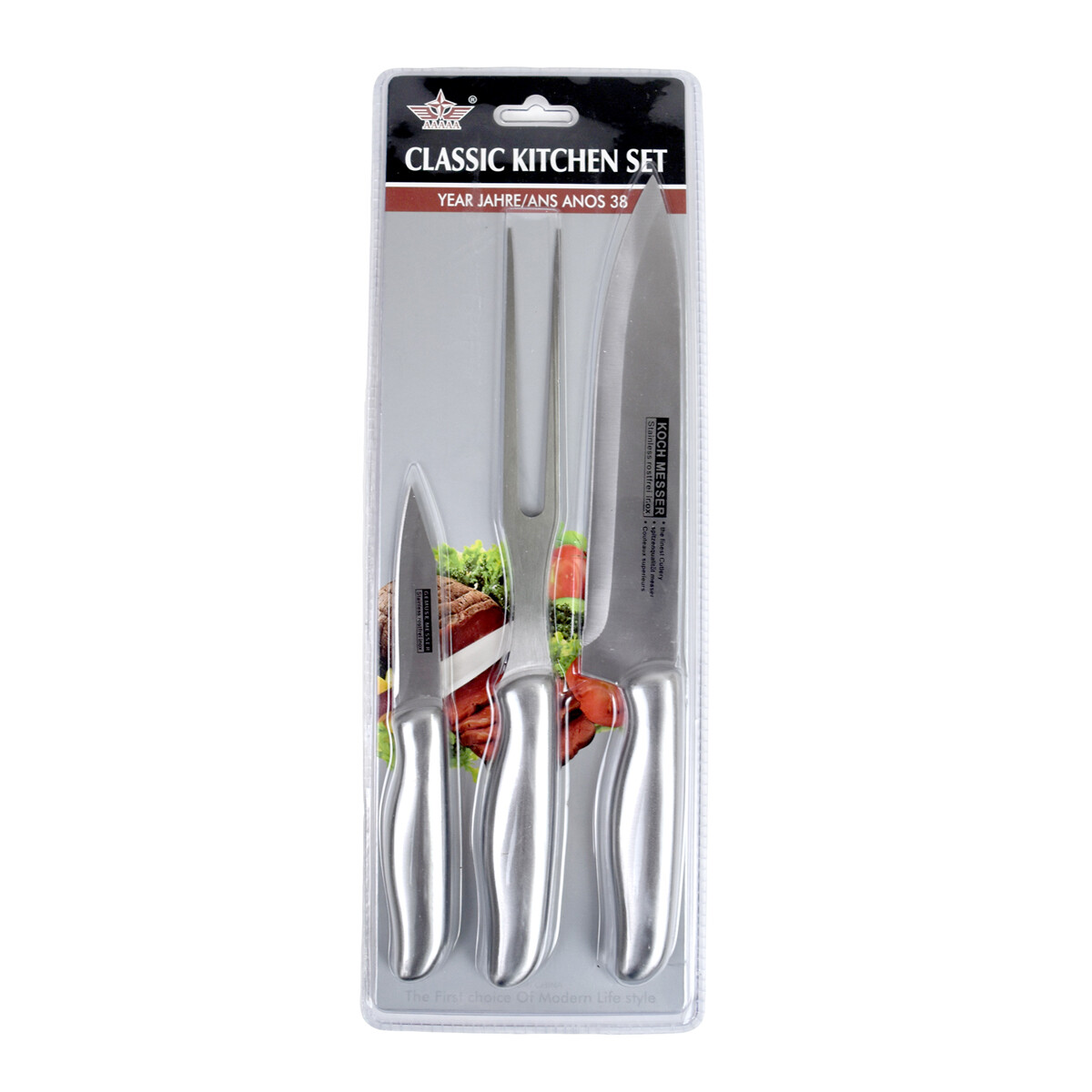 SET BBQ 3PCS CUCHILLO + CUCHILLA + PINCHO ACERO 