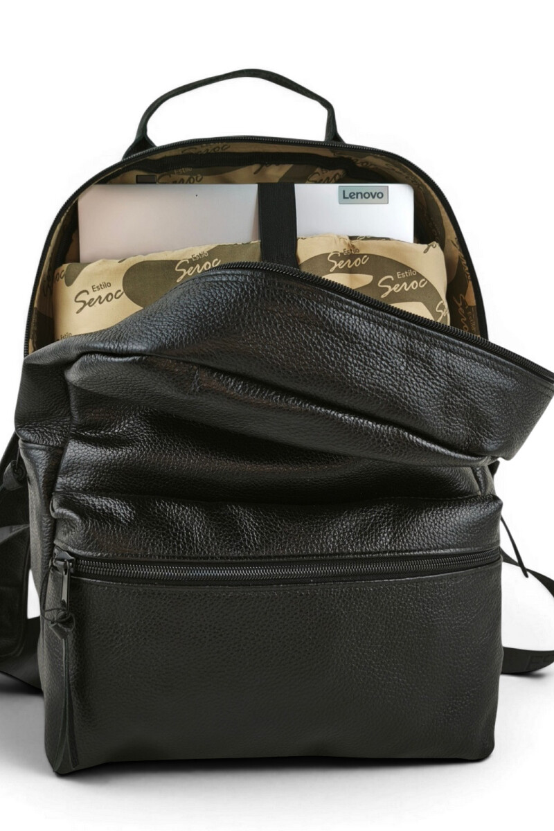 Mochila de cuero urbana Negro