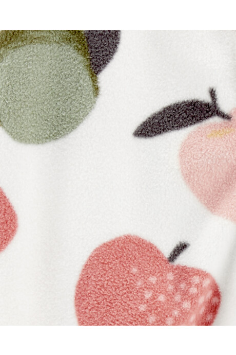 Pijama una pieza de micropolar con pie y diseño frutas. Talles 0-9M Sin color