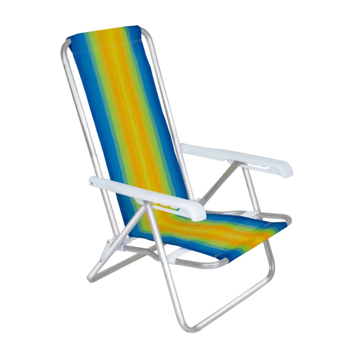 Reposera Silla Reclinable De Playa 4 Posiciones Aluminio - Azul/amarillo 