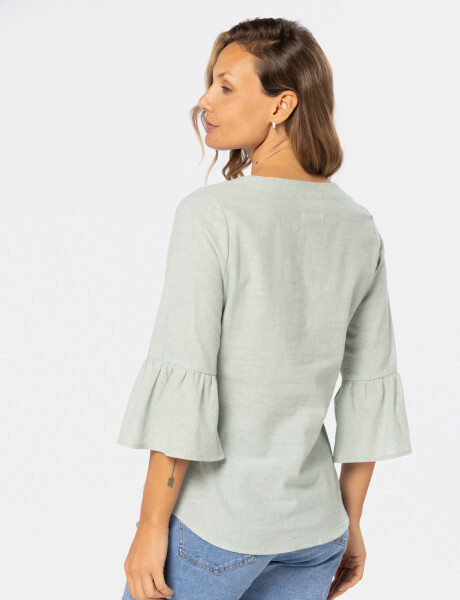BLUSA DE LINO VOLADOS Verde