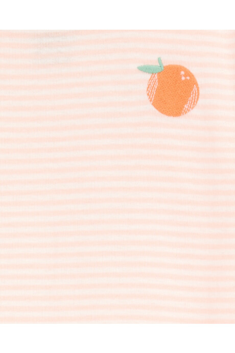 Pijama cuatro piezas de algodón, dos pantalones y dos remeras, diseño naranjas Sin color