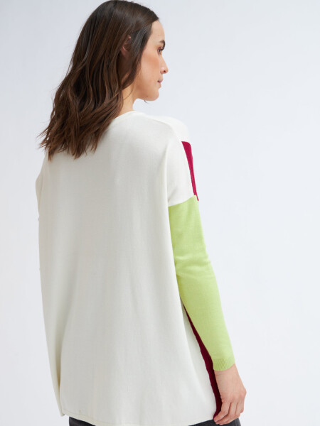 Sweater de punto combinado Verde - Fuccia - Crudo