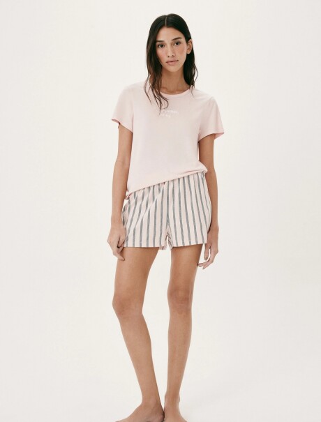 PIJAMA CORTA CON ESTAMPADO ROSADO