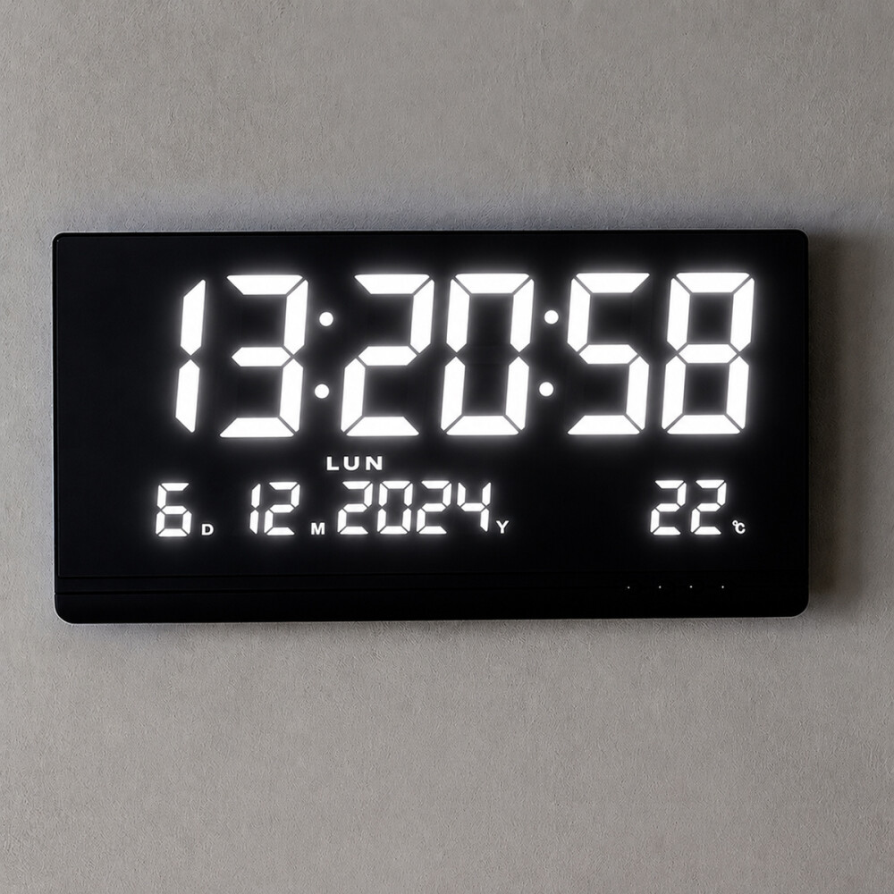 Reloj De Pared Digital Led 48cm Blanco