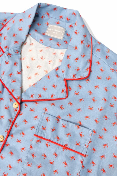 Late Check Out Pijama Corto Celeste / Naranja