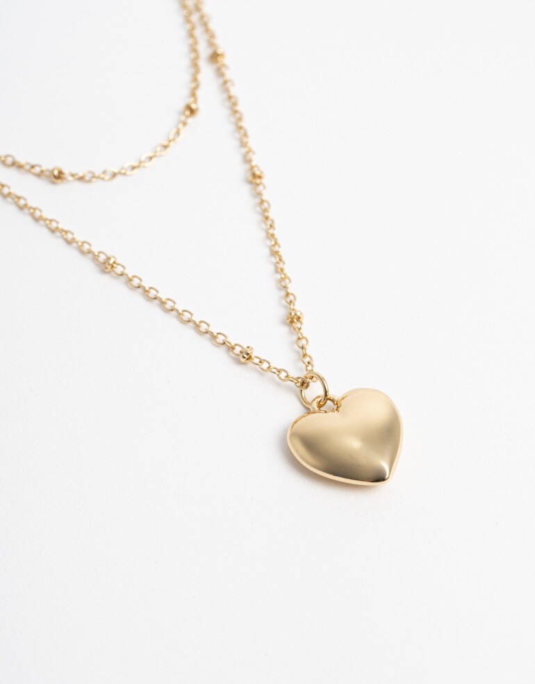 Collares Cortos Con Dijes Collar Corto Layer Corazón - Dorado