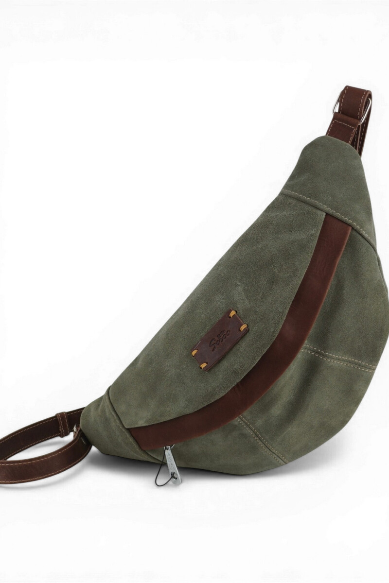 Riñonera Grande de Cuero Verde