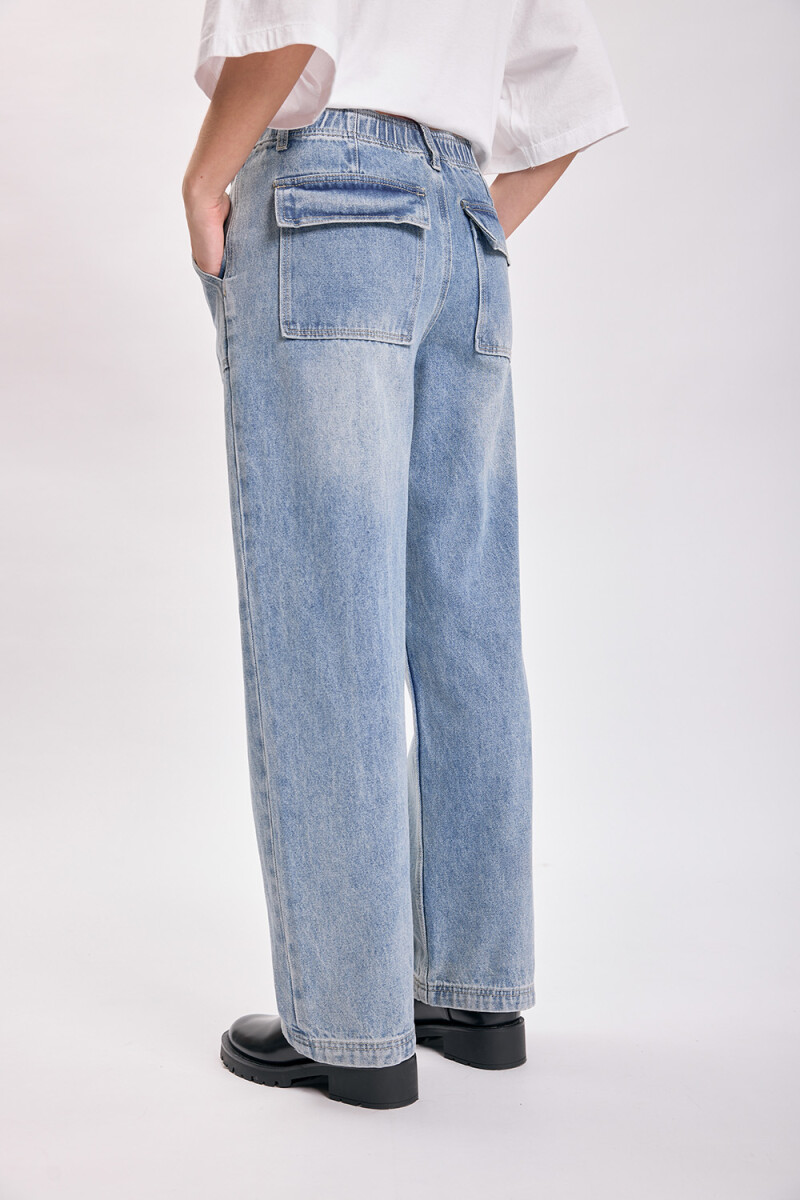Pantalón jean cargo Azul Medio