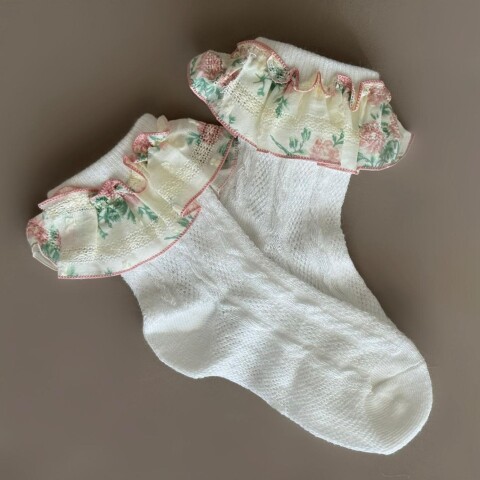 Medias Clementine Blanco Volado Floral