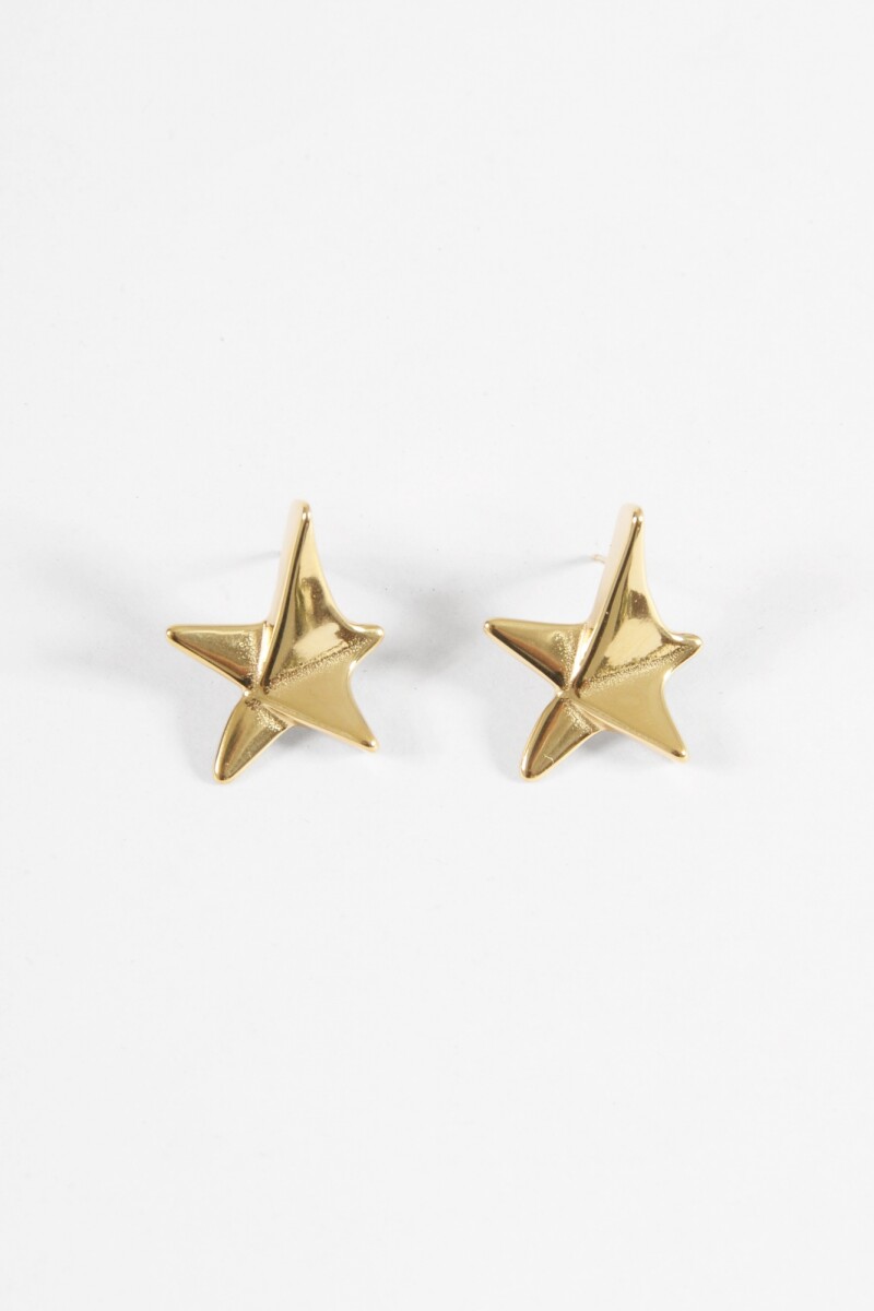 Caravanas acero estrella dorado