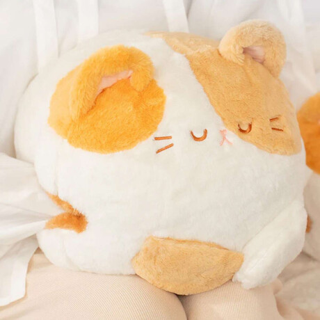 Peluche almohadon de gatito con calentador de manos Blanco