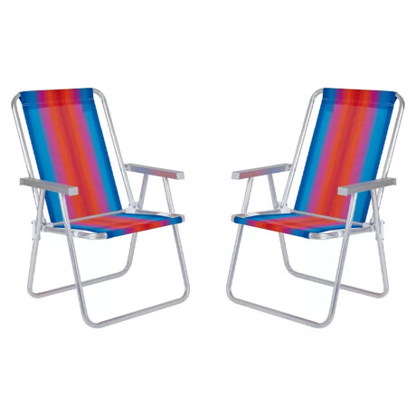 Set X2 Reposeras Sillas Alta Plegables Aluminio Conforto Mor Celeste/naranja