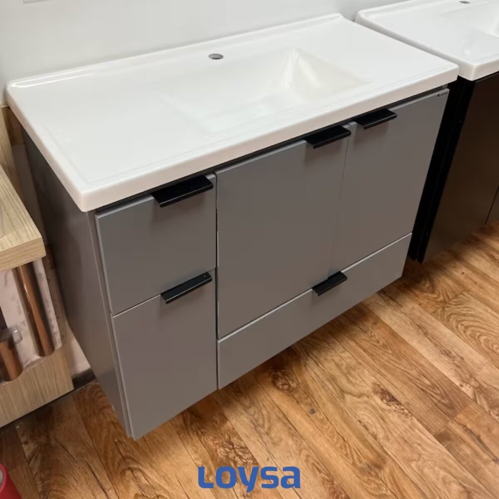 Mueble de baño suspendido Orquidea Beige 80 cm con bacha de resina Mueble De Baño Suspendido Orquidea Beige 80 Cm Con Bacha De Resina