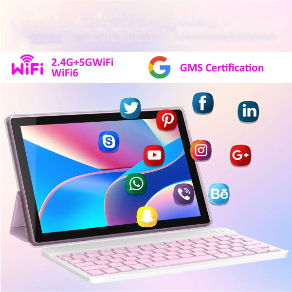 Tablet Cp20 12gb 128gb Teclado Mouse Estuche 10" ROSADO