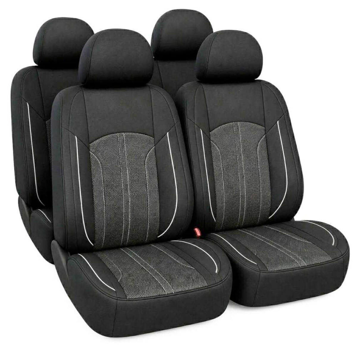 Cubre Asiento Set Cubre Asientos Weston - Negro Linea Gris 