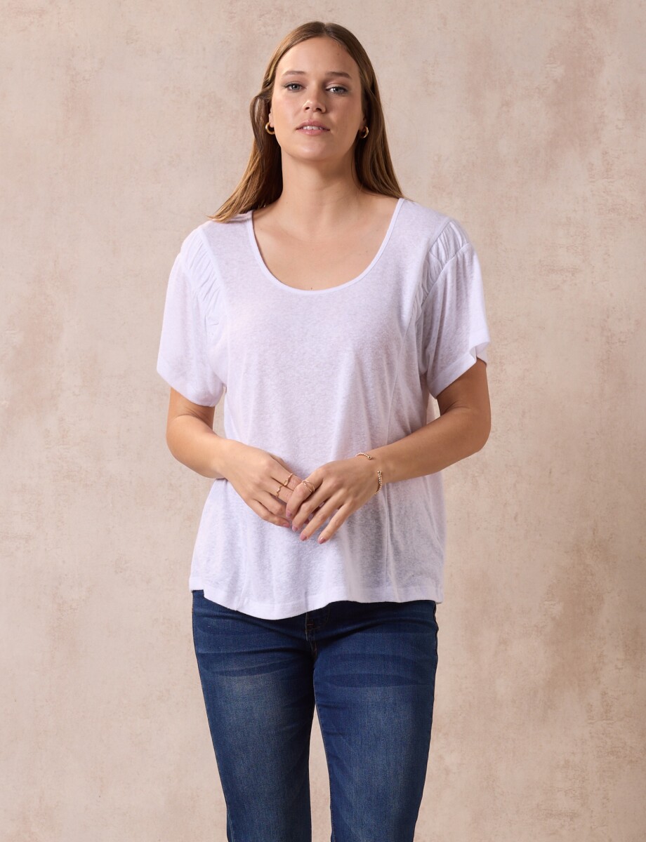 Remera Lino Frunce - Blanco 