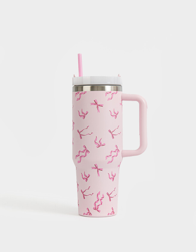Accesorios Cocina Acero Vaso Térmico Estampado - Rosa Claro