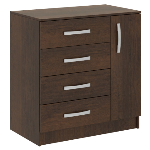 Comoda Cajonera para Dormitorio de 4 Cajones 1 Puerta - FE - Marron Comoda Cajonera para Dormitorio de 4 Cajones 1 Puerta - FE - Marron