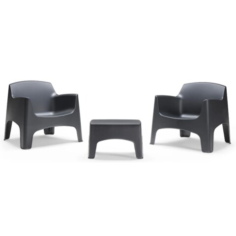 Juego De Patio Ibiza 2 Sillones + Mesa Ratona En Resina Negra Juego De Patio Ibiza 2 Sillones + Mesa Ratona En Resina Negra