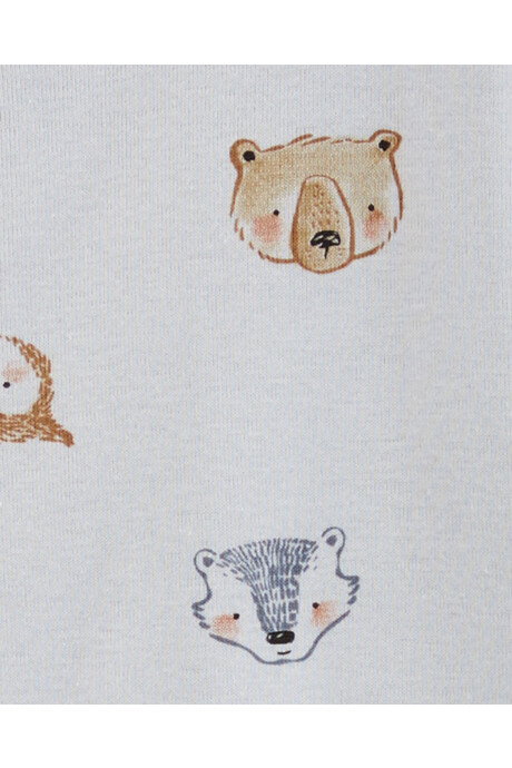 Pijama uno pieza de algodón, con pie, diseño animales Sin color